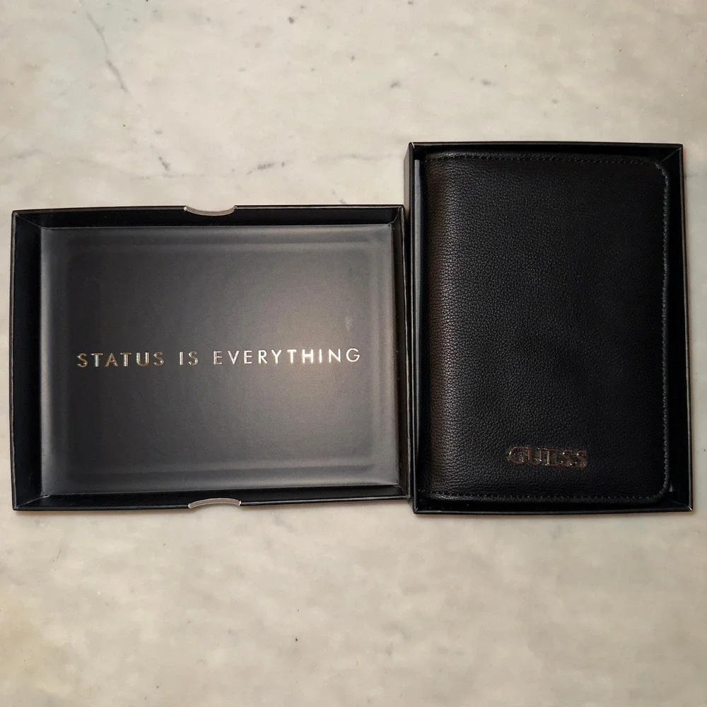 GUESS Black Elite Passport Case‎ 2019 Travel Wallet Holder New in Box